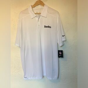 NIKE NWT PITTSBURG  STEELERS MEN'S XL DRI-FIT TEAM ON FIELD NFL POLO SHIRT WHITE